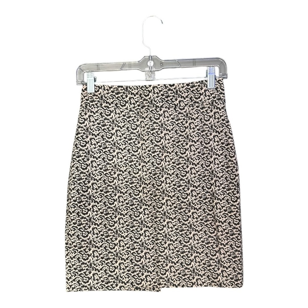 J.Crew Patterned Pencil Skirt Black Cream Geometric Print Cotton Women's 00